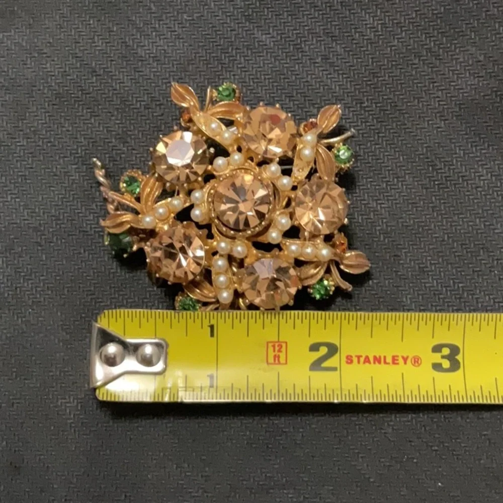 Stanley Gold and Green Floral Brooch